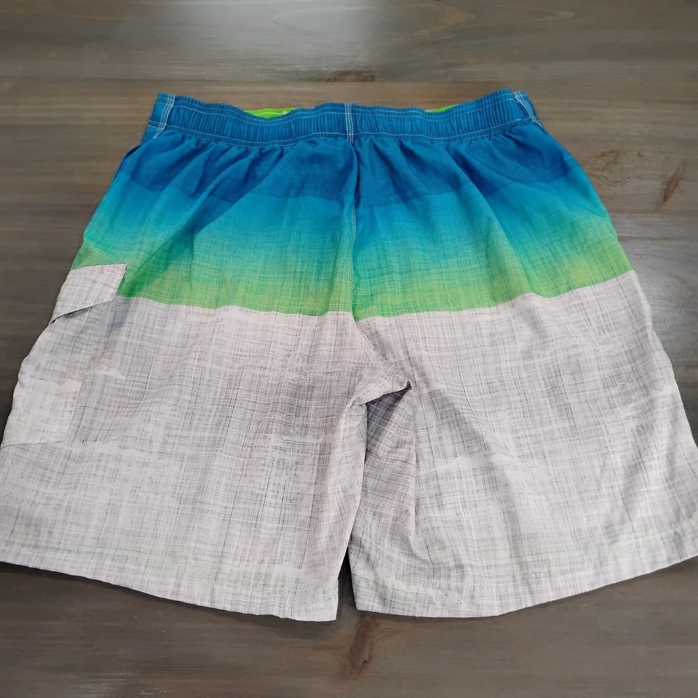 SPEEDO Board Shorts /Swim Trunks Men's XL Gray With Blue Green Turquoise Ombre - Picture 10 of 10